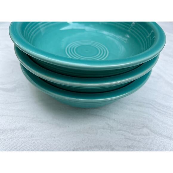 Fiestaware Fiesta HLC Turquoise Blue Three Cereal Bowl 6 7/8" - Picture 3 of 4